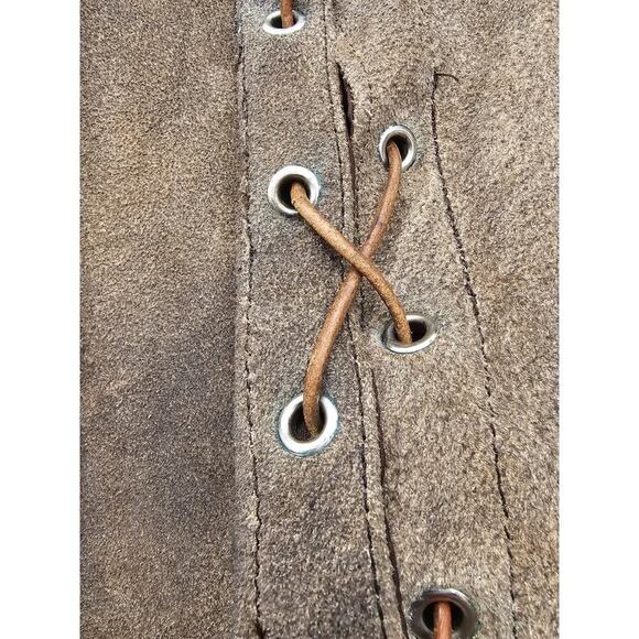 Vintage Unik Leather Apparel Tan Brown Distressed Western Biker Vest Men's XL - Picture 3 of 8